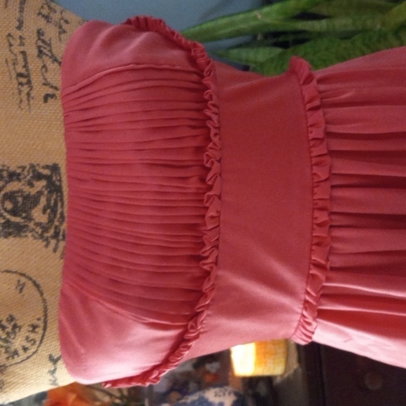 BCBG Dark Pink Watermelon Sateen Pleated Strapless Cocktail Dress NWT - Picture 10 of 14